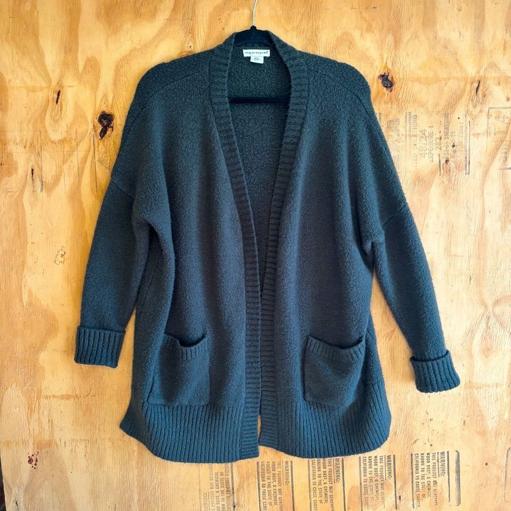 Wearing Your Heart Knit Long Soft Cozy Dark Green Cardigan Sweater Sz M